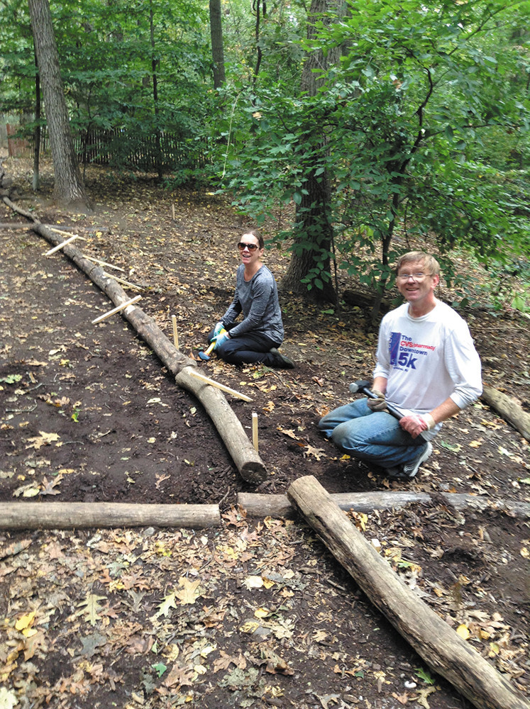 AIPSO volunteers worked in the Blackstone Parks Conservation District to mend fences and weed out invasive plants