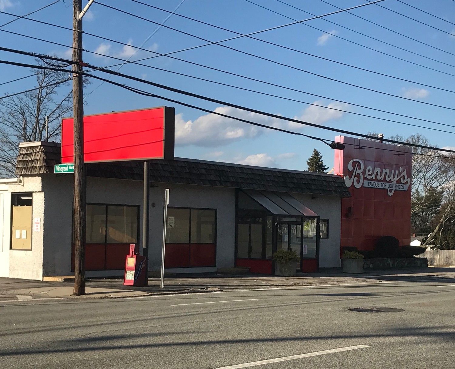 The former Benny's Store on Pawtucket Avenue, the first to shutter when owners announced plans to close the company.
