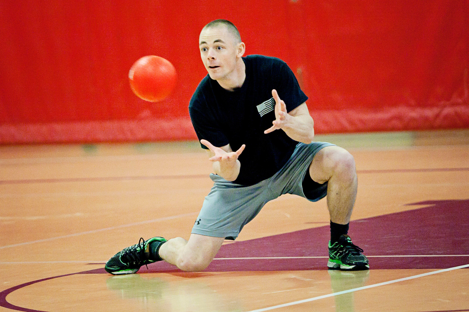 Portsmouth Police Officer Michael Quinn of the Night Watch team makes an easy catch.